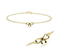 Cutie Bow Gold Plated Silver Anklet ANK-324-GP